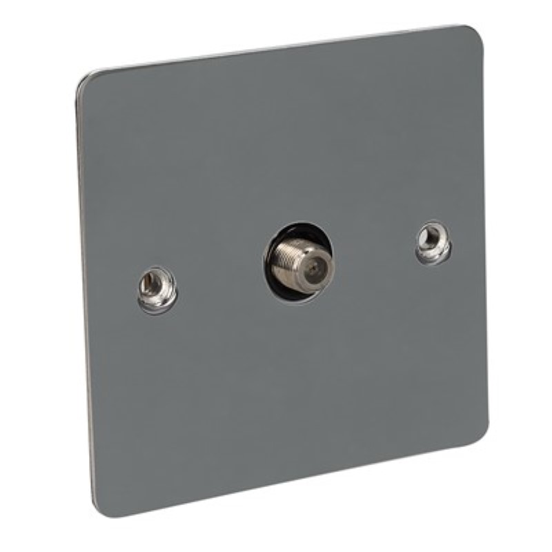 Flat Plate Satellite 1Gang Outlet - BS3041 & BS 41003 *Black Nic